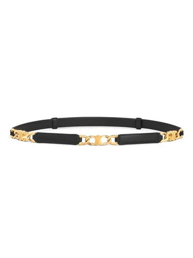 Small Gourmet Triomphe Leather Belt Black - CELINE - BALAAN 1