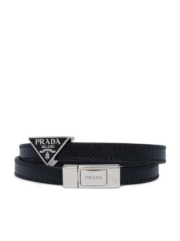 Triangle Logo Saffiano Logo Bracelet Black - PRADA - BALAAN 2