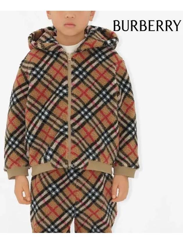 Kids Vintage Check Hooded Fleece Jacket Archive Beige - BURBERRY - BALAAN 6