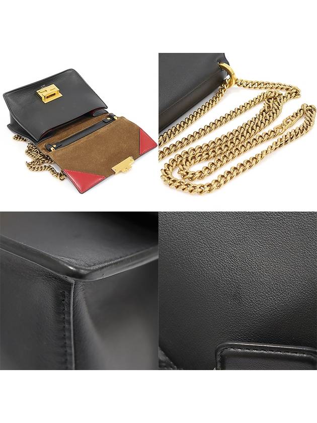 8BT312 Black Calfskin Gold Chain Kan U Can Small Shoulder Bag - FENDI - BALAAN 6