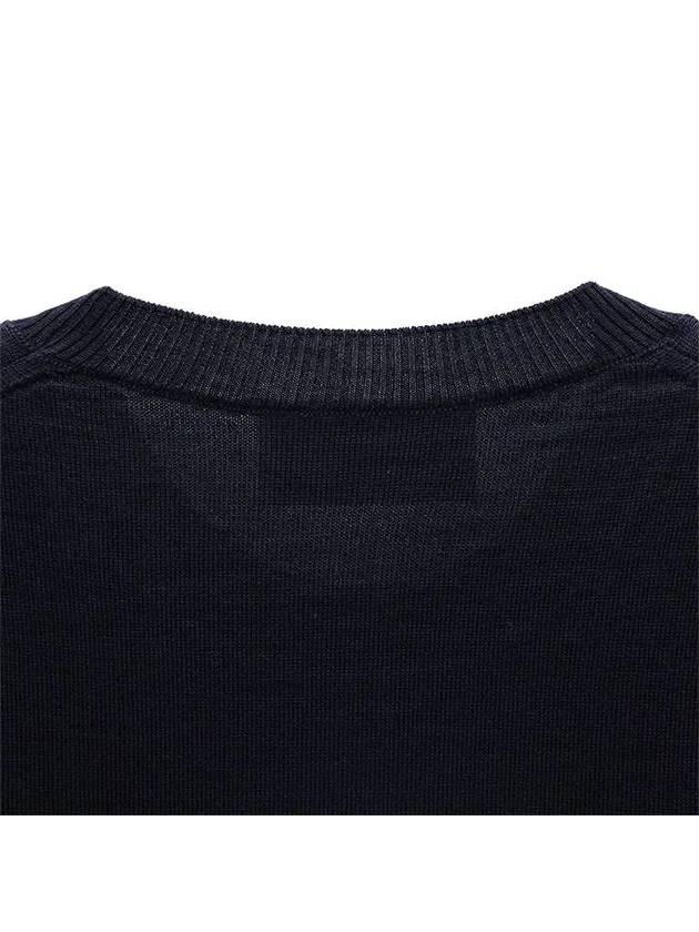 Heart Embroidered Logo Crew Neck Knit Top Navy - AMI - BALAAN 7