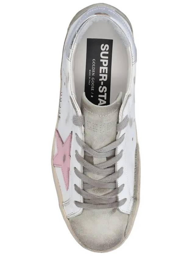 Women's Superstar Silver Heel Tab Pink Star Low Top Sneakers White - GOLDEN GOOSE - BALAAN 5