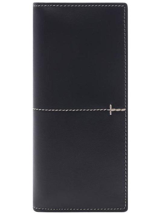 Men's Vertical Stitch Leather Long Wallet Black - TOD'S - BALAAN 2