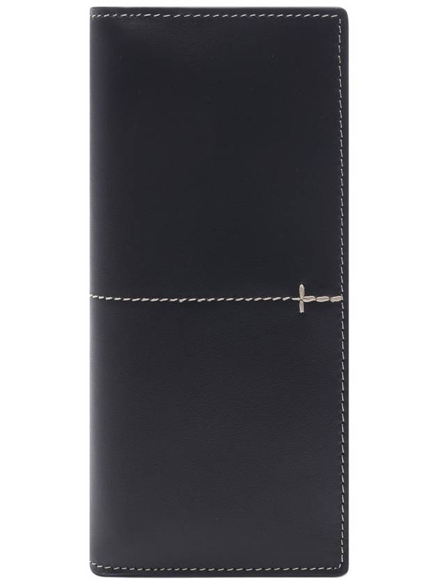 Men's Vertical Stitch Leather Long Wallet Black - TOD'S - BALAAN 3