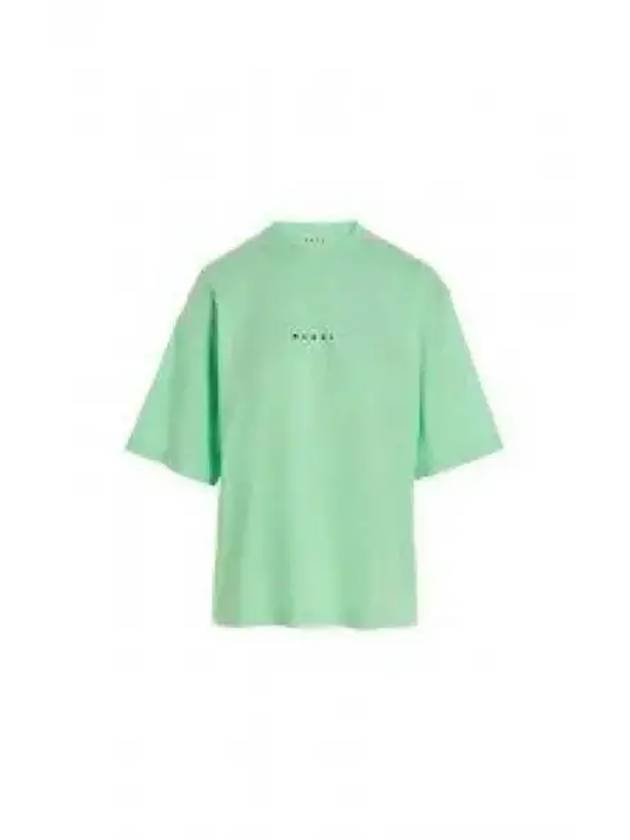 Logo Cotton Short Sleeve T-Shirt Spring Green - MARNI - BALAAN 2