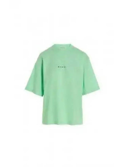 Logo Cotton Short Sleeve T-Shirt Spring Green - MARNI - BALAAN 2