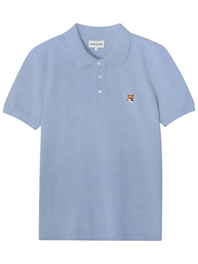 Fox Head Patch Cotton Polo Shirt Blue - MAISON KITSUNE - BALAAN 4