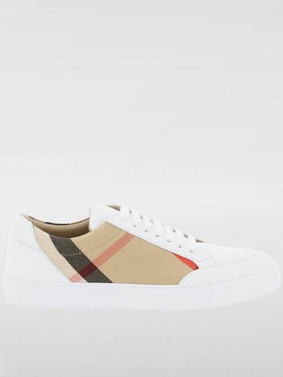 House Check Leather Sneakers Optic White - BURBERRY - BALAAN 2