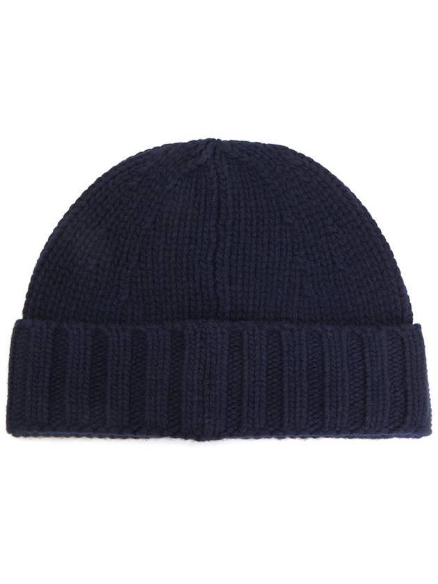 Logo Patch Wool Beanie Navy - STONE ISLAND - BALAAN 3