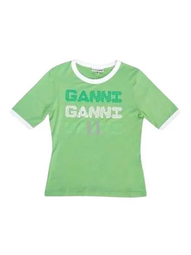 Women's Logo Fitted Short Sleeve T-Shirt Green - GANNI - BALAAN 2