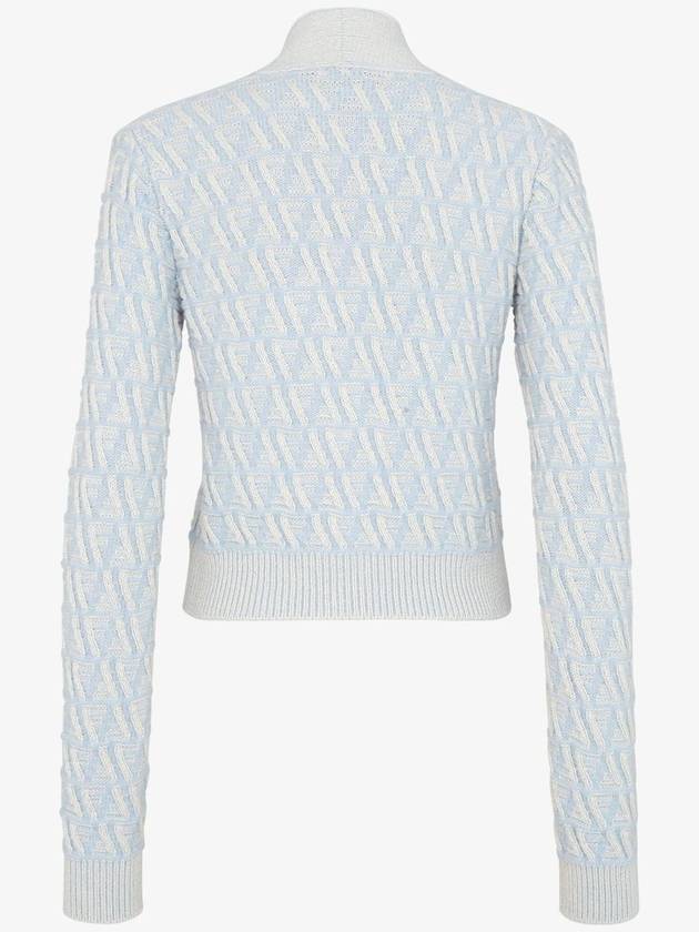 FF Cashmere Wool Cardigan Light Blue - FENDI - BALAAN 3