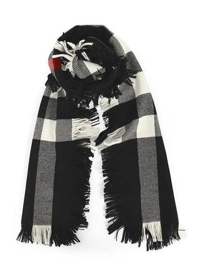 Fringe Check Wool Scarf Black - BURBERRY - BALAAN 2