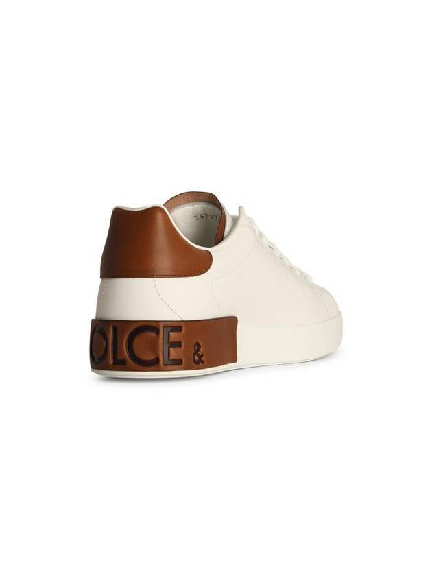 Dolce & Gabbana 'Portofino' White Leather Sneakers - DOLCE&GABBANA - BALAAN 3