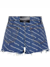 Byte Logo Monogram Denim Shorts Blue - ALEXANDER WANG - BALAAN 3