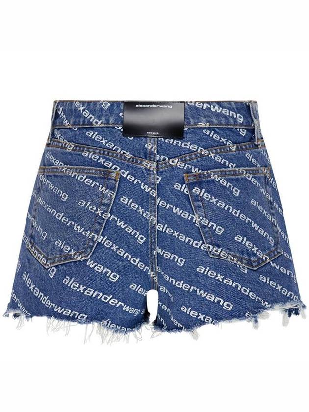 Byte Logo Monogram Denim Shorts Blue - ALEXANDER WANG - BALAAN 3