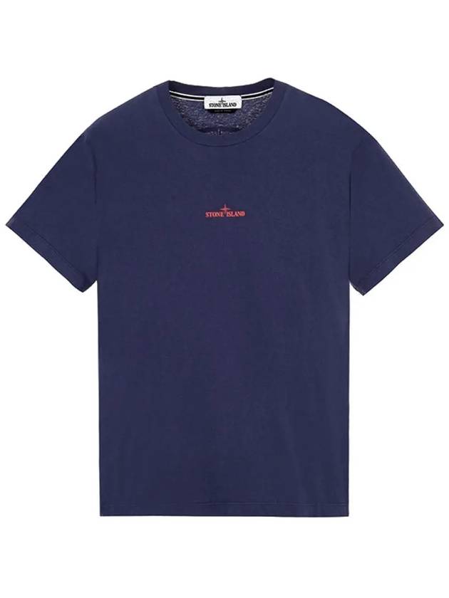 Tricromia Three Print Cotton Jersey T-Shirt Royal Navy - STONE ISLAND - BALAAN 3