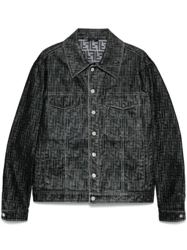 FF motif oversized denim jacket gray - FENDI - BALAAN 1