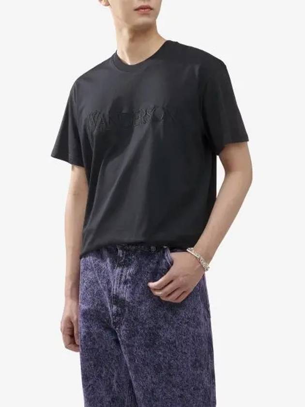 Embroidered Logo Cotton Short Sleeve T-Shirt Black - JW ANDERSON - BALAAN 2