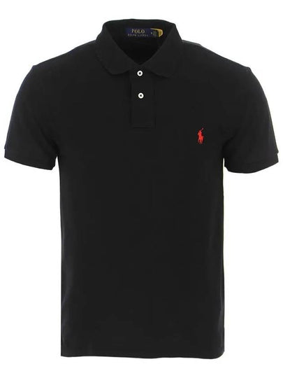 Men's Pony Slim Fit Short Sleeve Polo Shirt Black - POLO RALPH LAUREN - BALAAN 2