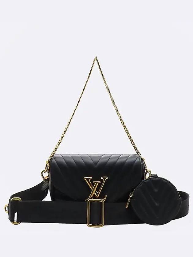 M56461 Black NOIR Calfskin New Wave Multi Pochette Gold Chain Cross Strap 2WAY - LOUIS VUITTON - BALAAN 2