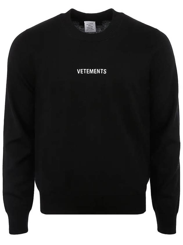 Logo Print Wool Knit Top Black - VETEMENTS - BALAAN 3