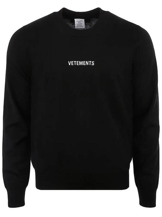 Logo Print Wool Knit Top Black - VETEMENTS - BALAAN 2