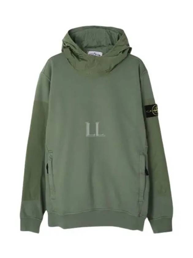 Garment Dyed Cotton Fleece Badge Hoodie Green - STONE ISLAND - BALAAN 2