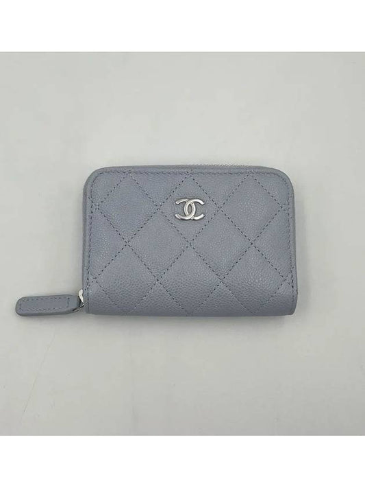 Classic zipper coin purse grained calfskin silver metal light gray AP0216 - CHANEL - BALAAN 2