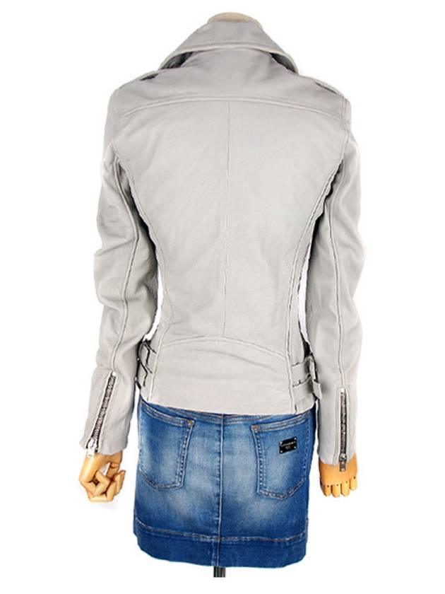 TARA WP09 61 AB012 GRY06 Biker leather jacket light gray - IRO - BALAAN 4