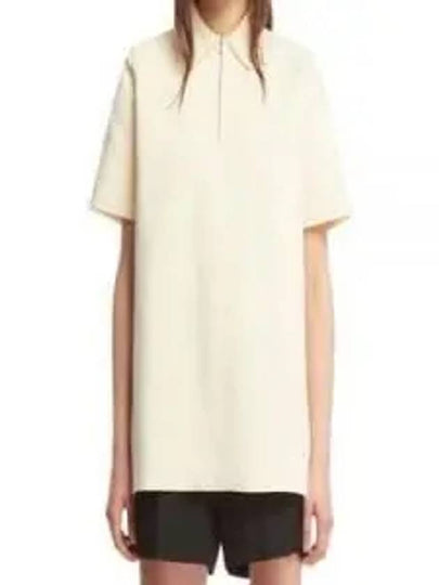 Straight Hem Zipper Short Sleeve Polo Shirt Ivory - JIL SANDER - BALAAN 2