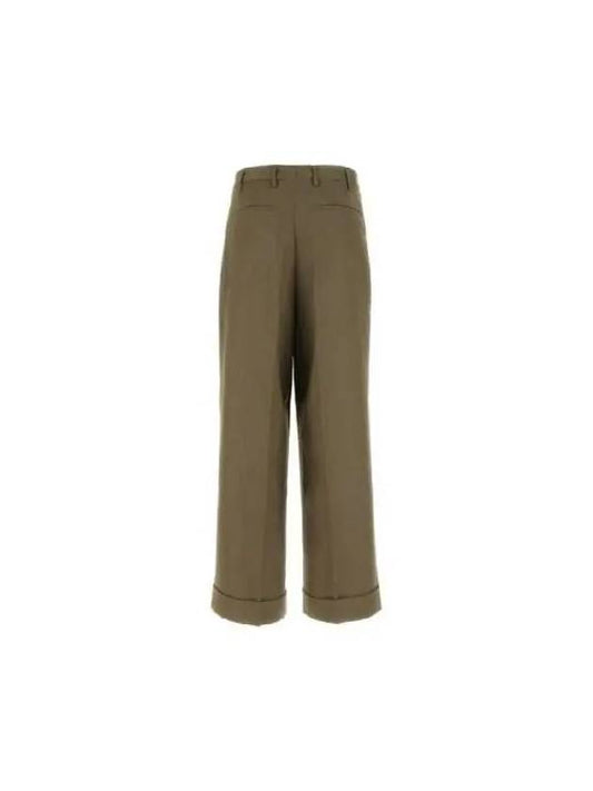 Chin detail wide turn up pants AW22P57OLV WO OLIVE - HED MAYNER - BALAAN 2