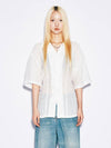 Wrinkled Open Collar Shirt White - GYEOL - BALAAN 3