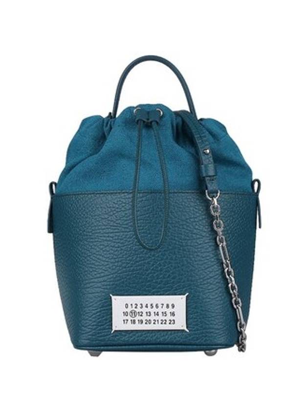 5AC Number Logo Texture Leather Bucket Bag Blue Green - MAISON MARGIELA - BALAAN 1