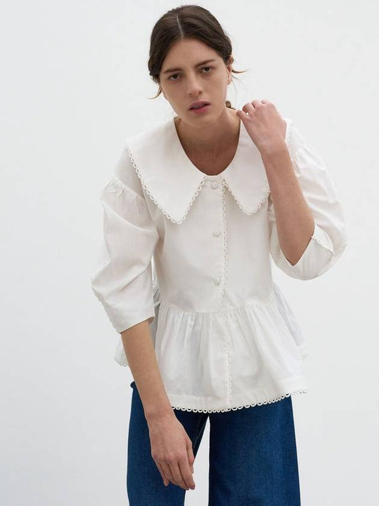cape collar shirring blouse_white - MITTE - BALAAN 1