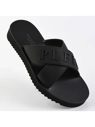 MSA0118 Logo Slippers Black - PHILIPP PLEIN - BALAAN 1