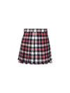 Women's Tartan Twill Mini Pleated Skirt Blue - THOM BROWNE - BALAAN 2