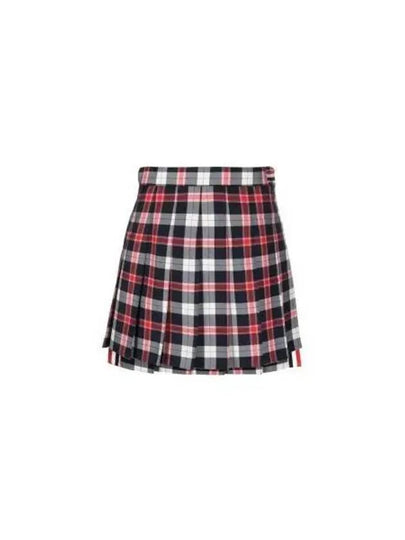 Women's Tartan Twill Mini Pleated Skirt Blue - THOM BROWNE - BALAAN 2