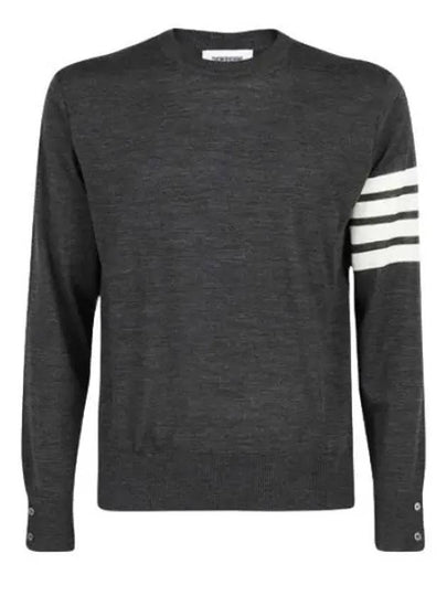 4 Bar Armband Classic Merino Wool Knit Top Dark Grey - THOM BROWNE - BALAAN 2