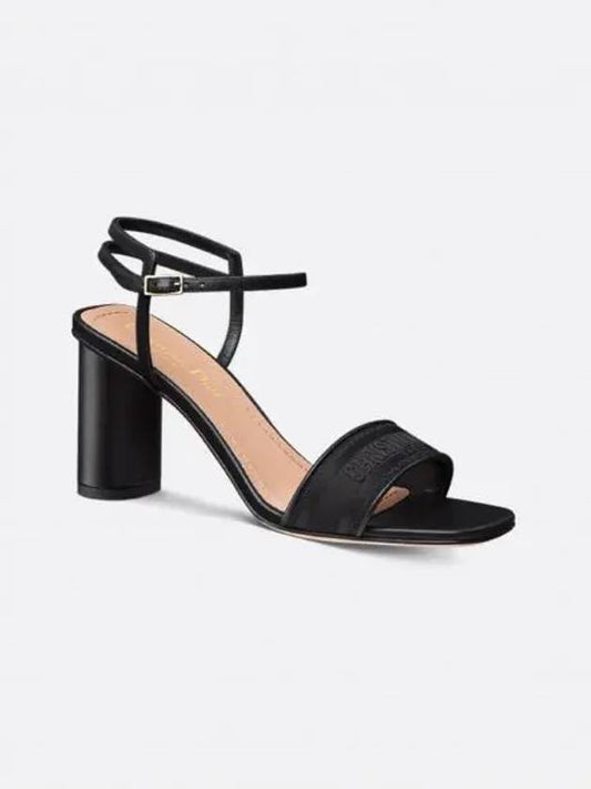 Dway Embroidery Satin Lambskin Sandals Heels Black - DIOR - BALAAN 2