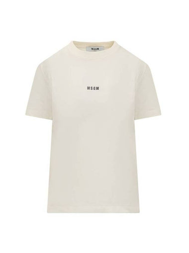 Micro Logo Short Sleeve T-Shirt Ivory - MSGM - BALAAN 1