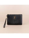 Matelasse Monogram Logo Strap Clutch Bag Black - SAINT LAURENT - BALAAN 2