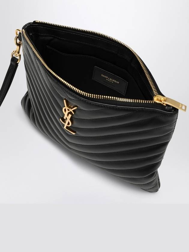 Matelasse Monogram Logo Strap Clutch Bag Black - SAINT LAURENT - BALAAN 5