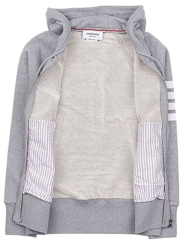 Engineered 4 Bar Diagonal Zip Up Hoodie Light Grey - THOM BROWNE - BALAAN 11