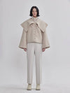 handmade wide collar bell sleeve alpaca half coat ivory - LIE - BALAAN 3