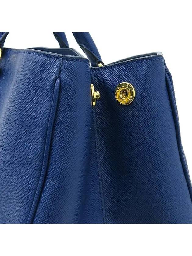 BN1844 Navy Saffiano Lux Tote Bag with Gold Logo Decoration - PRADA - BALAAN 5