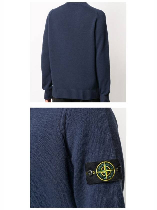 Wappen Patch Round Neck Knit Top Navy - STONE ISLAND - BALAAN 6