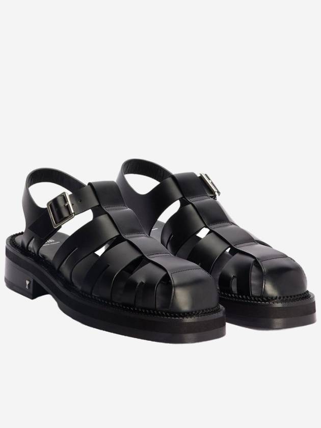 Leather Fisherman Sandals Black - AMI - BALAAN 3