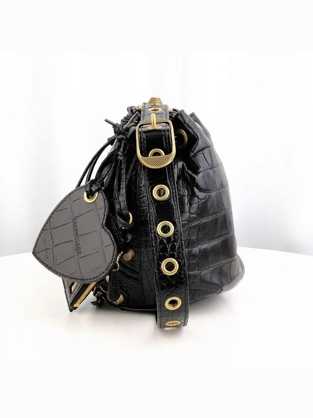 Le Cagole XS Leather Bucket Bag Black - BALENCIAGA - BALAAN 4