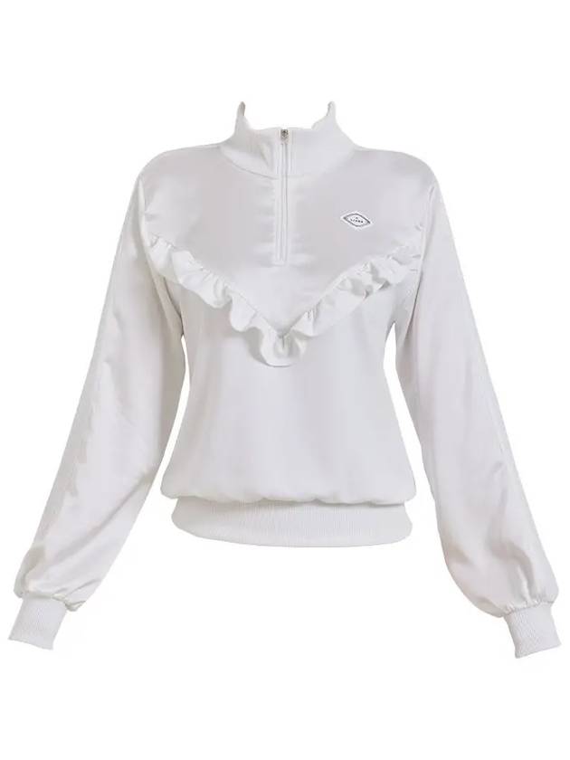 Golf Wear Satin Frill Sweatshirt White - J JANE - BALAAN 2