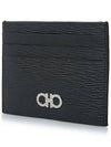 Men's Double Gancini Decorative Card Wallet 66 A302 NERO RED 0698914 - SALVATORE FERRAGAMO - BALAAN 2